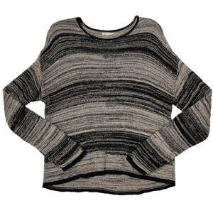Eileen Fisher Striped Knit Drop Shoulder Sweater - Black Multi - XS*